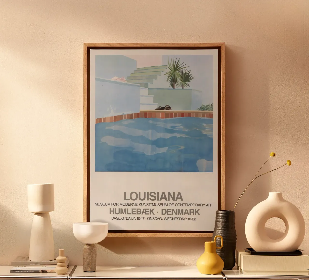 piscina della louisiana david hockney tela con Cornice a cassetta da khanrosie