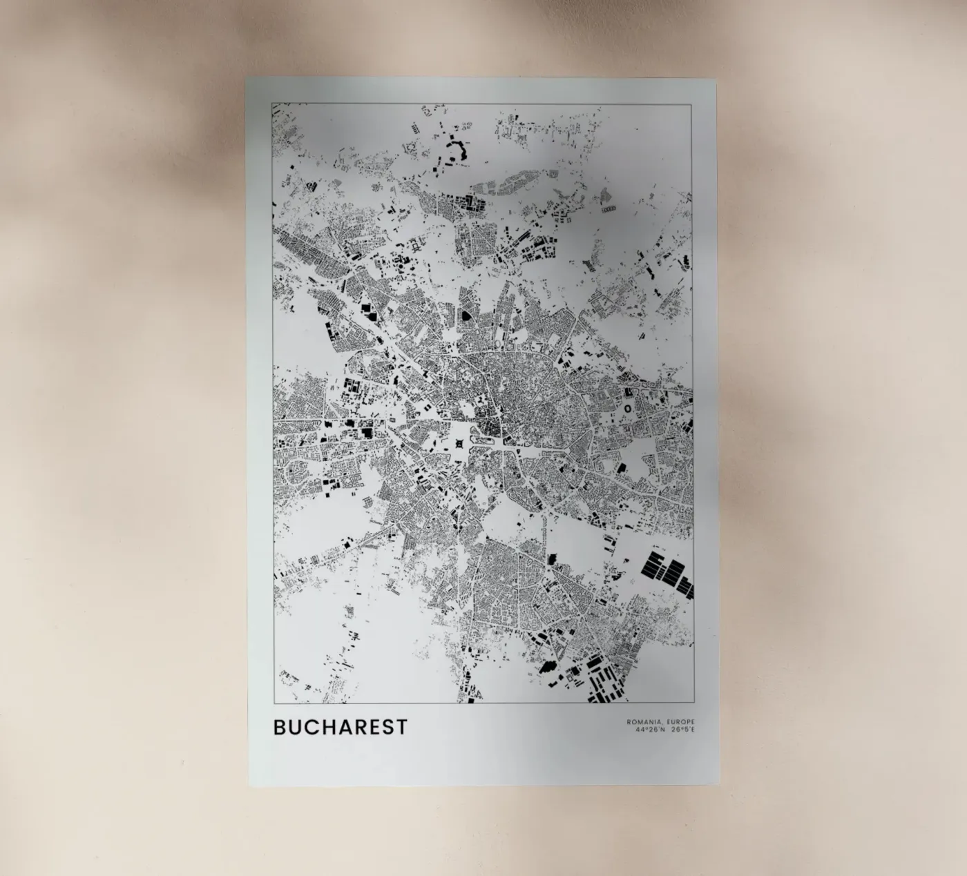 Bucharest backlit folie van The Cartography Collection