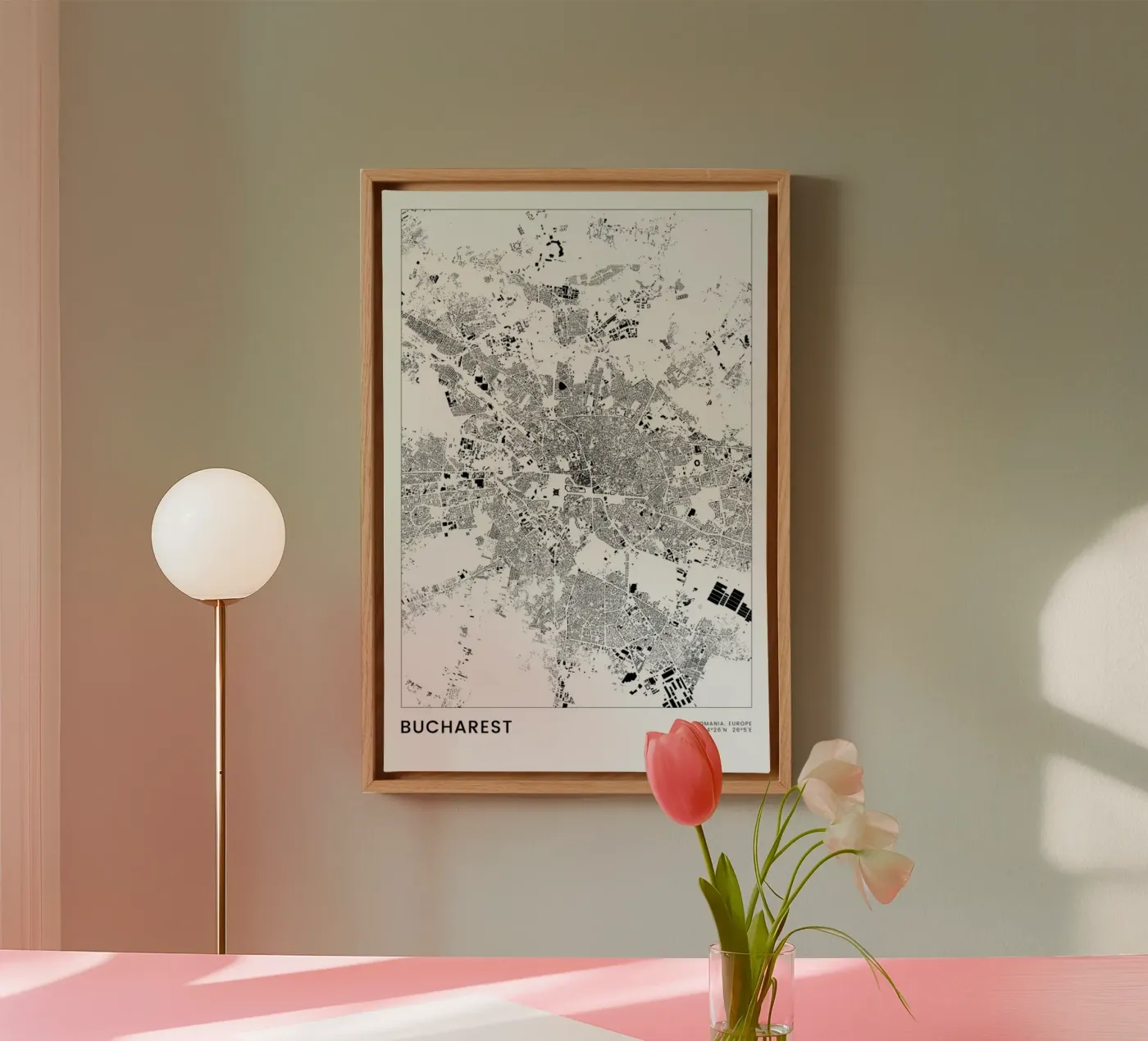 Bucharest canvas van The Cartography Collection