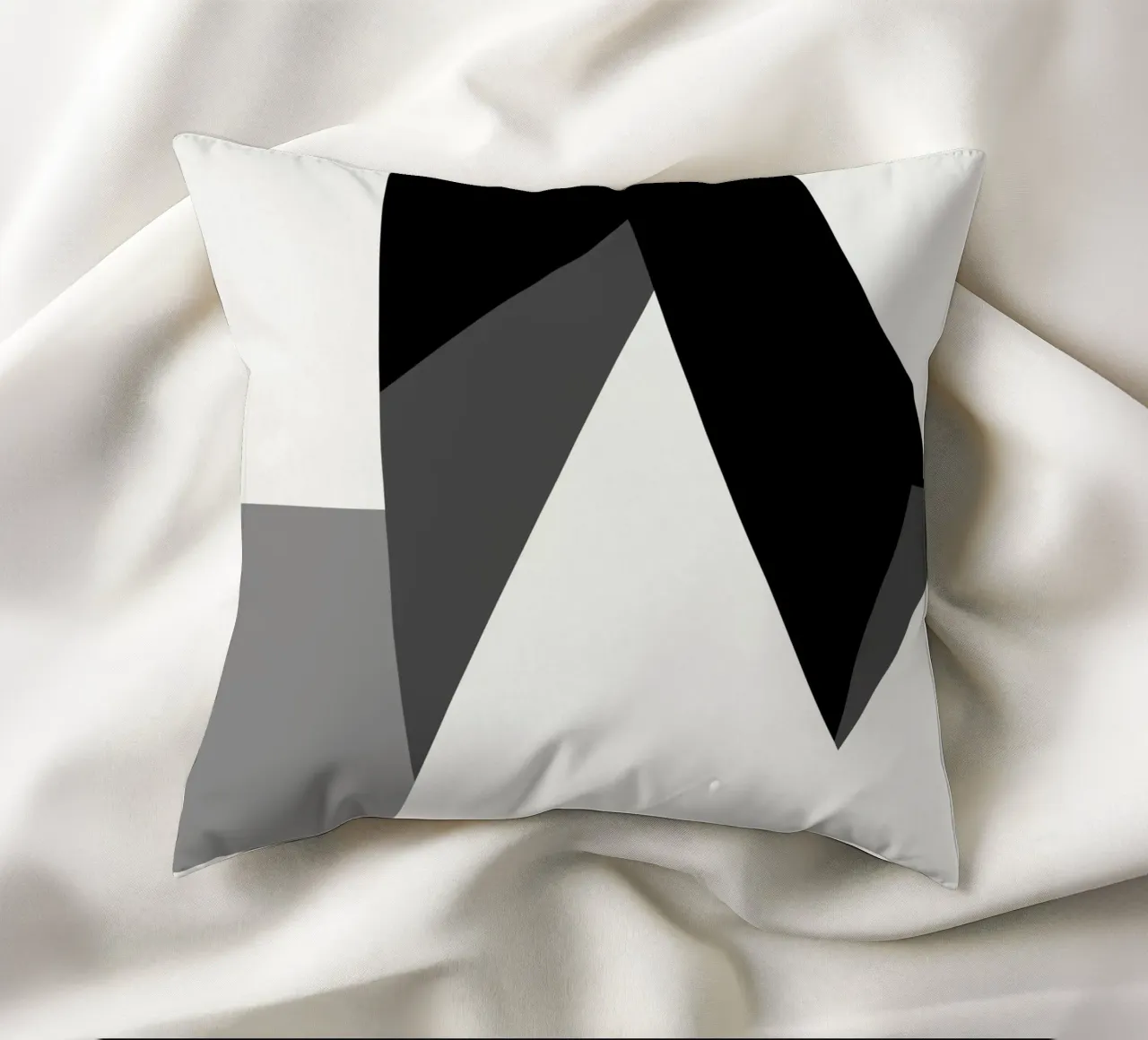 Bianco e nero astratto 02 cuscino da Little Dean