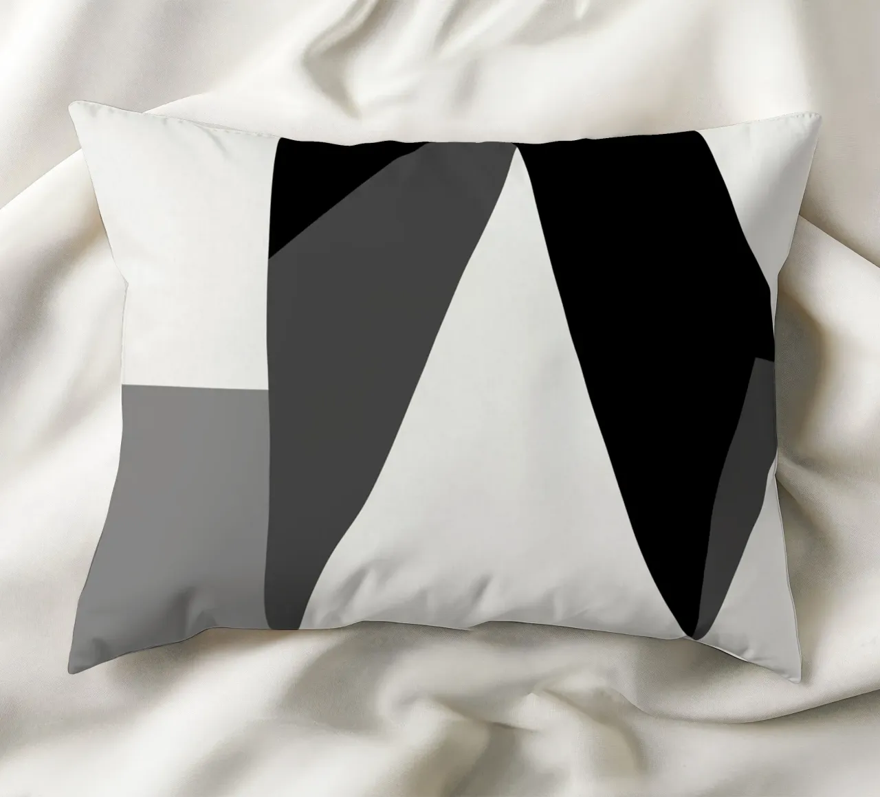 Bianco e nero astratto 02 cuscino da Little Dean