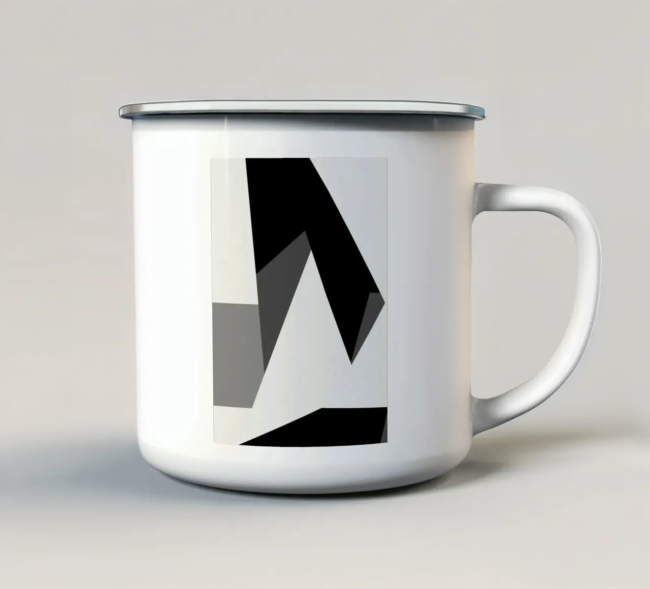 Abstract Zwart Wit 02 emaille mok van Little Dean