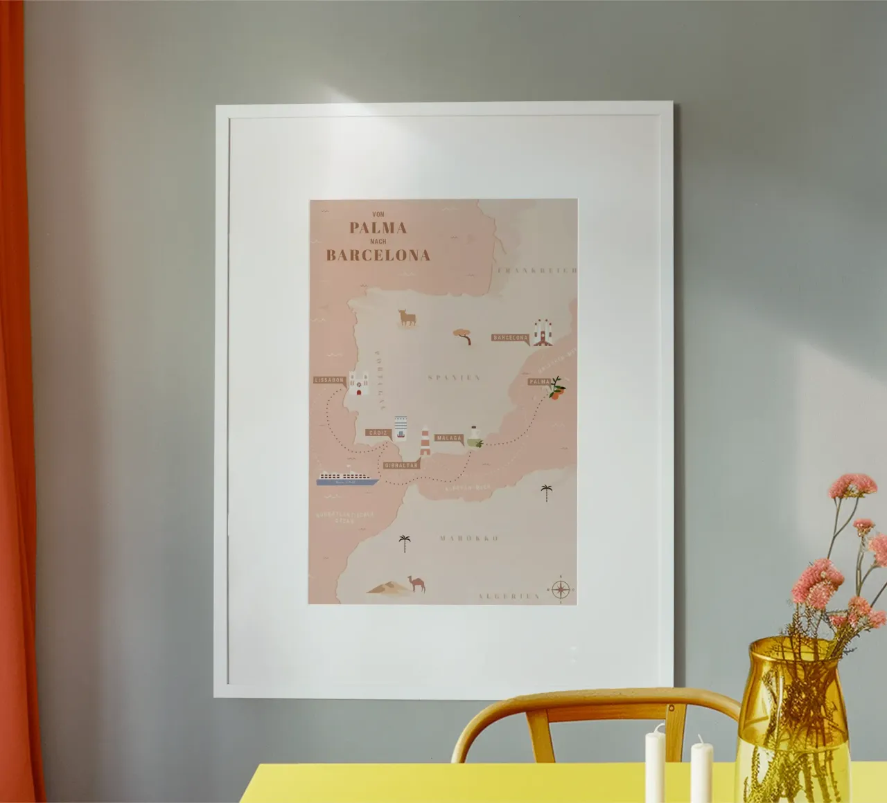 Von Palma nach Barcelona I poster con telaio in legno da Studio One
