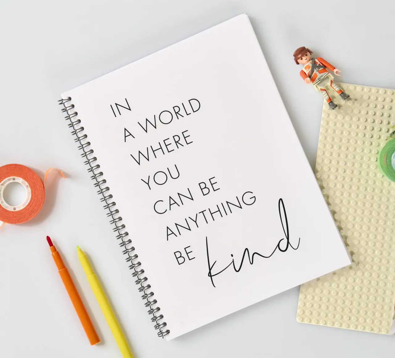 In a world where you can be anything Be kind spiral notebook by NouveauPrints
