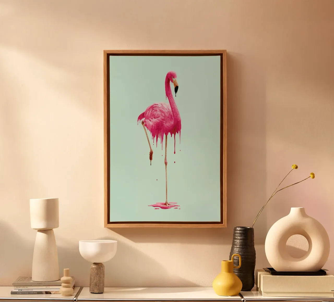 Melting Flamingo canvas by Jonas Loose