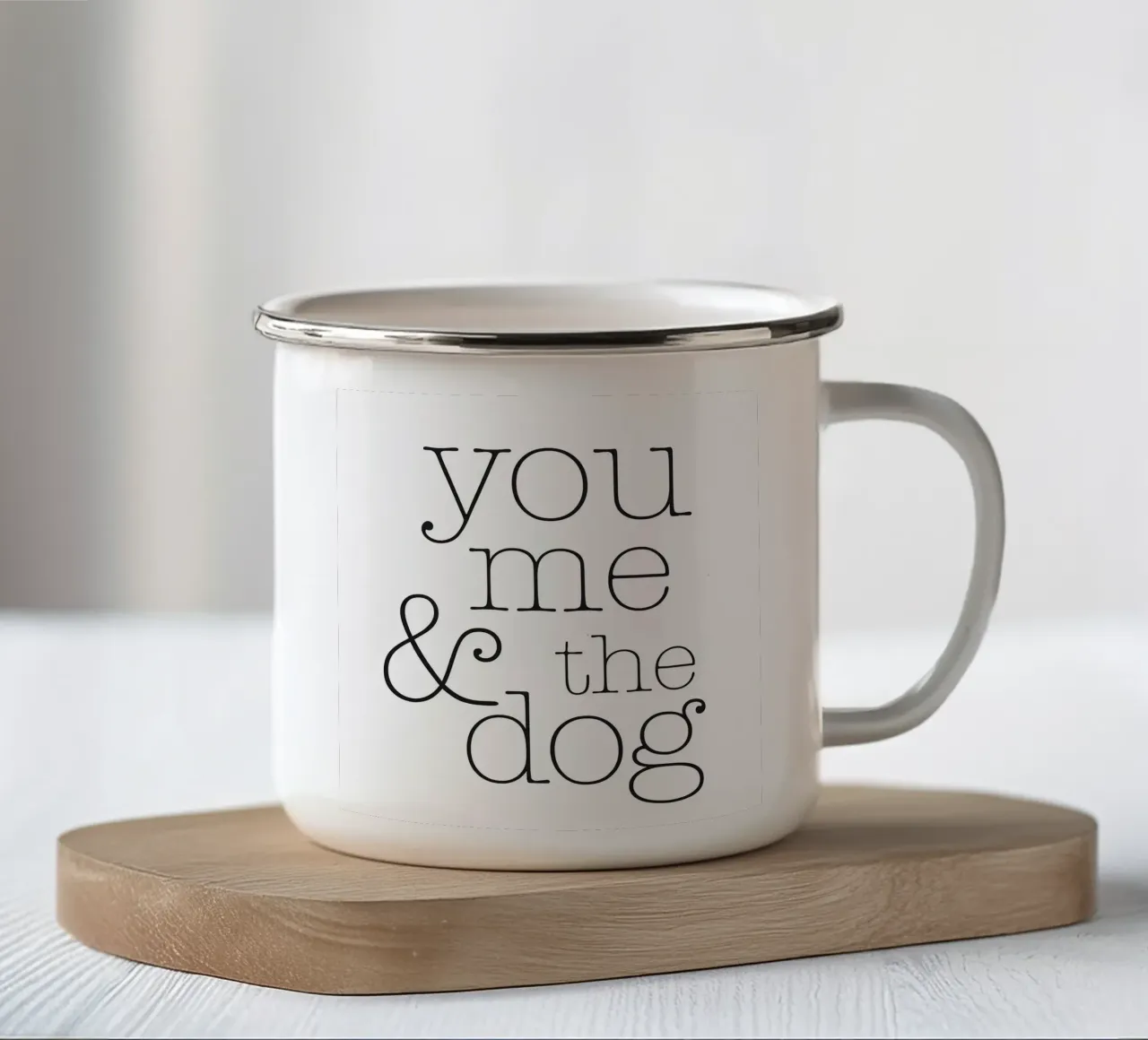 Tu, io e il cane tazza in smalto da NouveauPrints