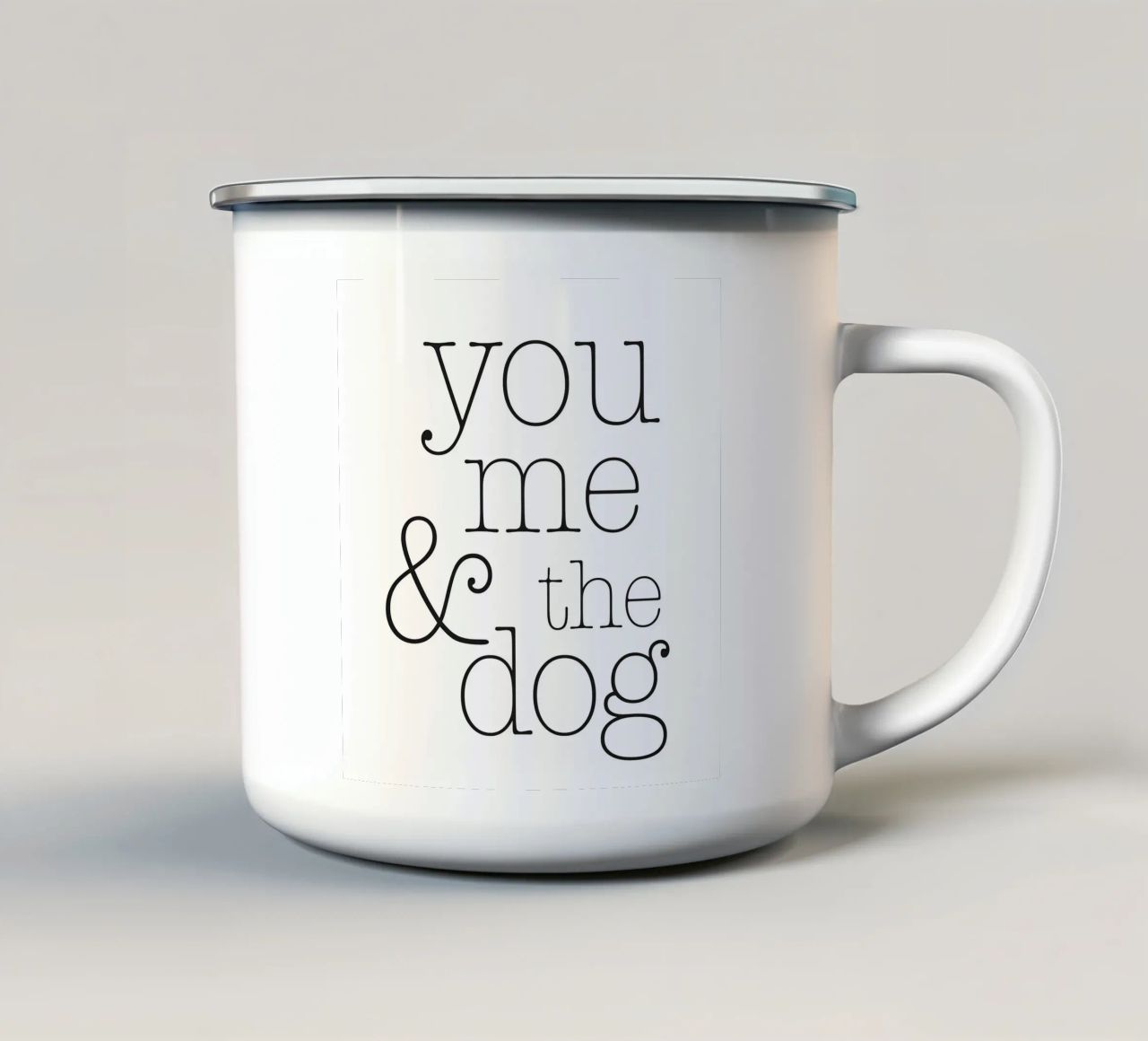 Tu, io e il cane tazza in smalto da NouveauPrints
