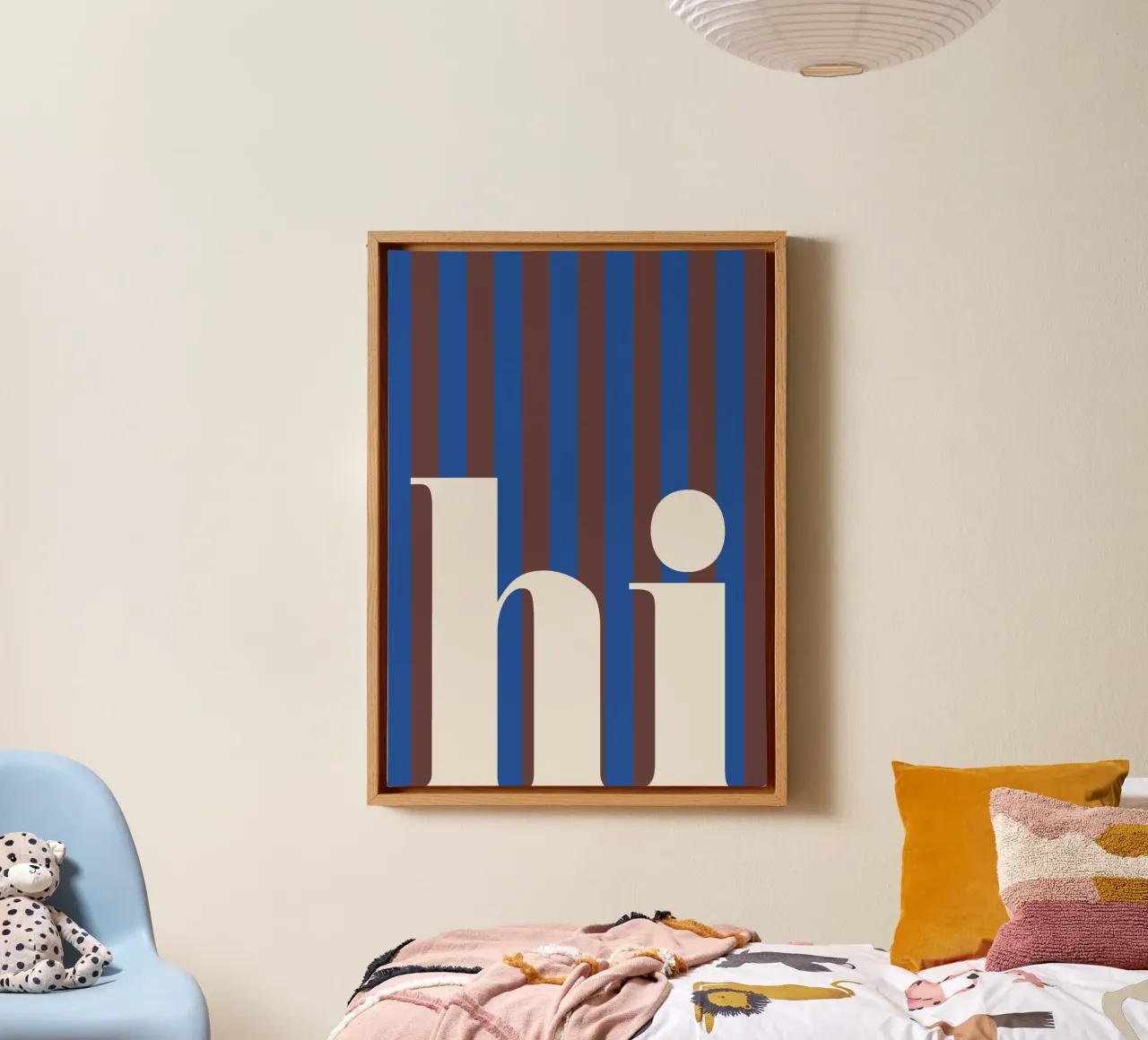 Strisce di "Ciao" tela con Cornice a cassetta da HejYouDesign