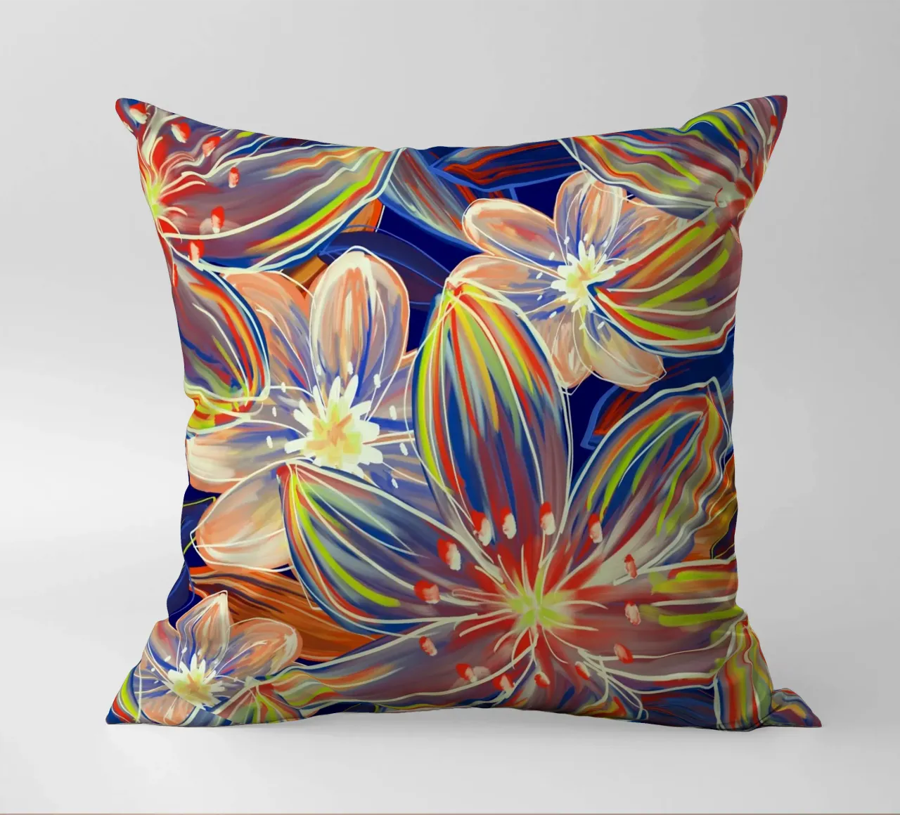Fluo Bloom - Orange & Blue cuscino da designdn