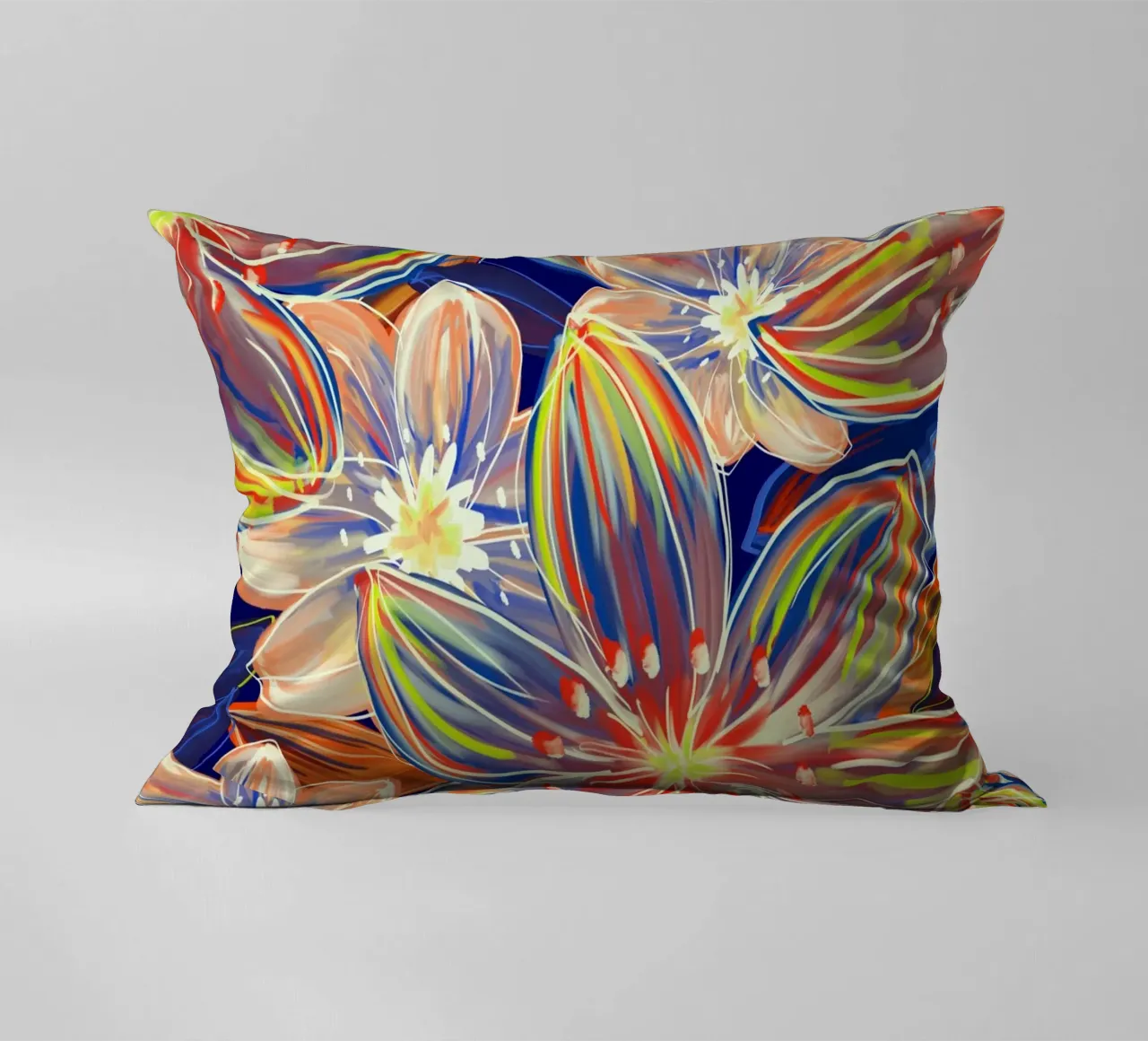 Fluo Bloom - Orange & Blue cuscino da designdn