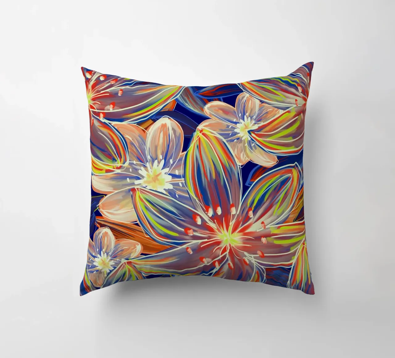 Fluo Bloom - Orange & Blue cuscino da designdn