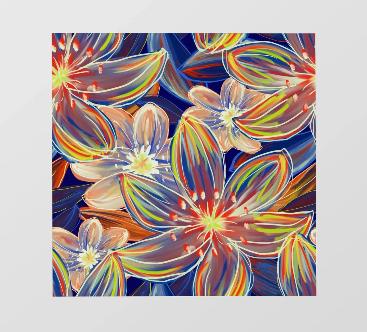 Fluo Bloom - Orange & Blue photo wallpaper by designdn