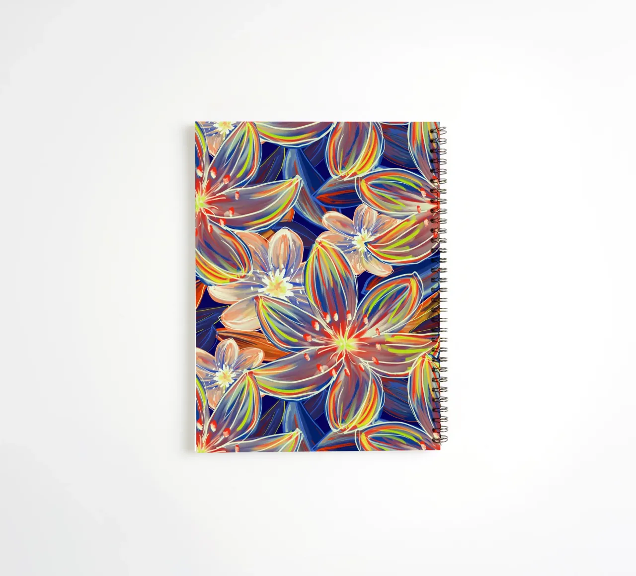 Fluo Bloom - Orange & Blue spiral notebook by designdn