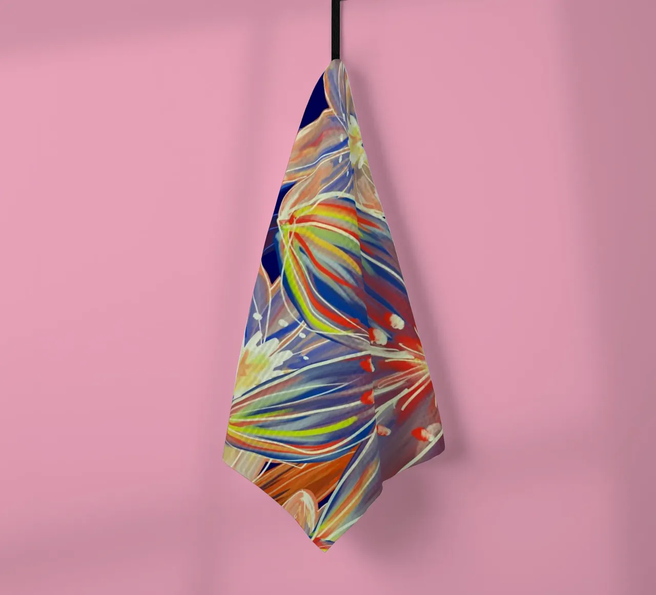 Fluo Bloom - Orange & Blue tea towel by designdn