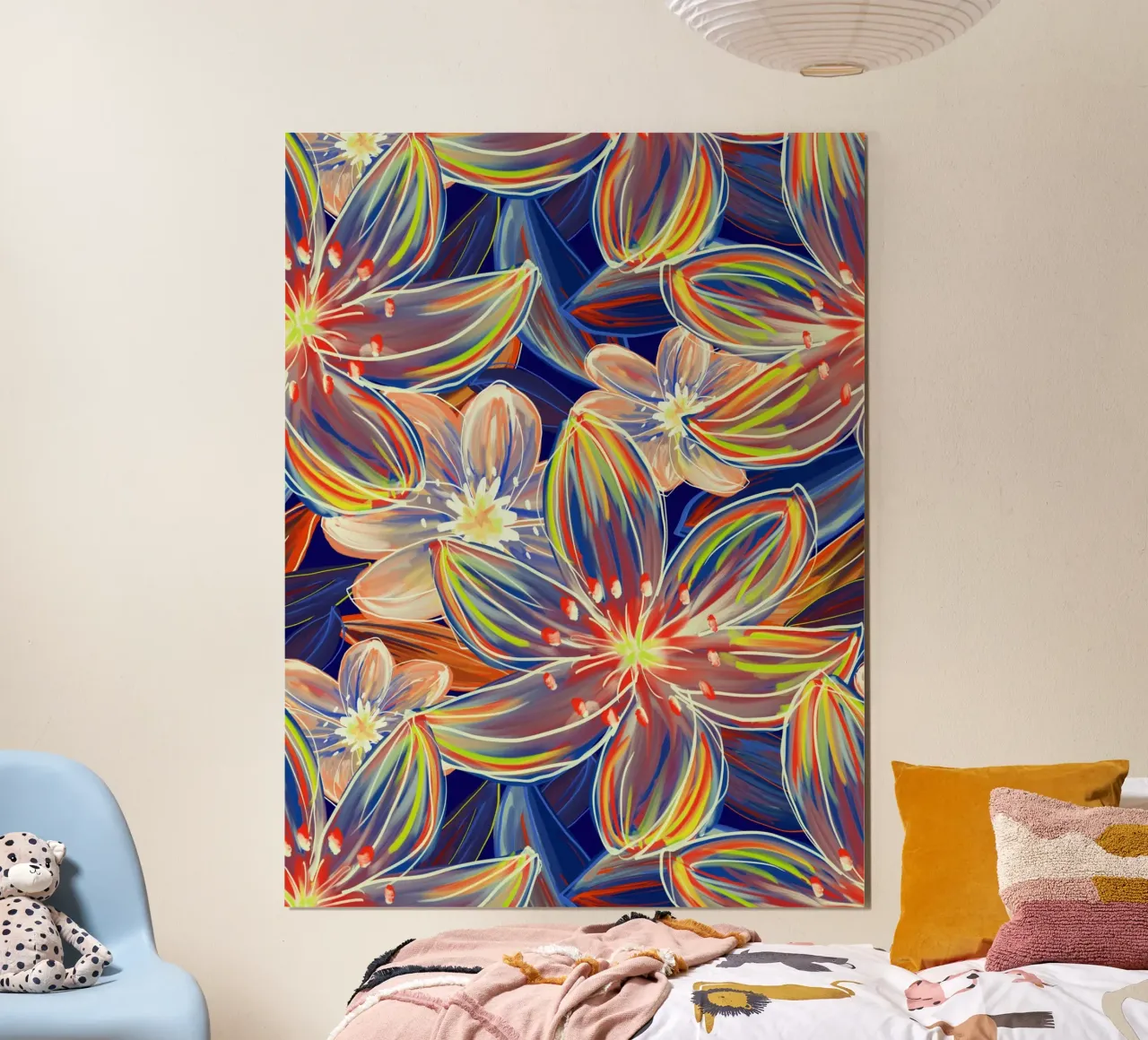 Fluo Bloom - Orange & Blue hahnemühle by designdn