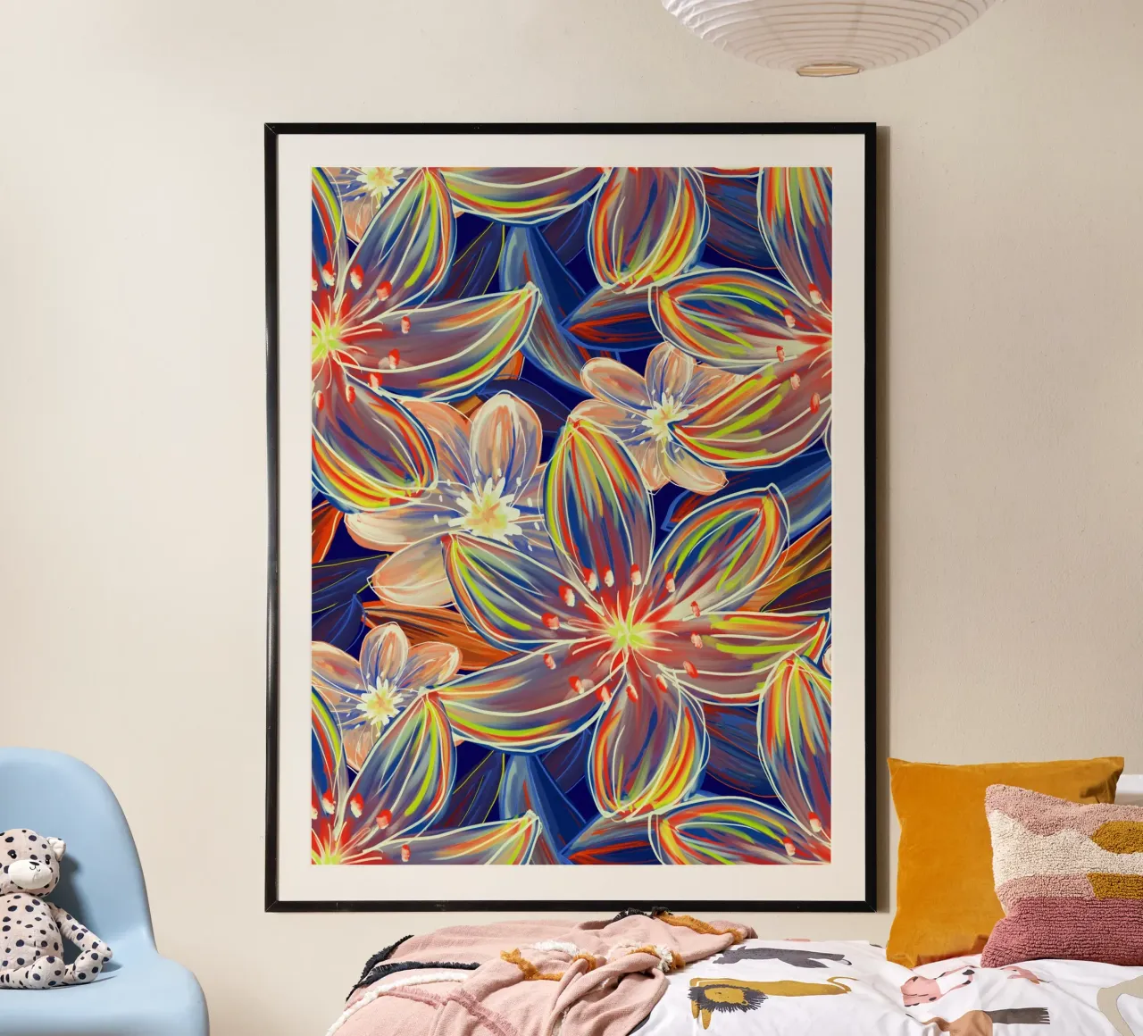 Fluo Bloom - Orange & Blue hahnemühle by designdn