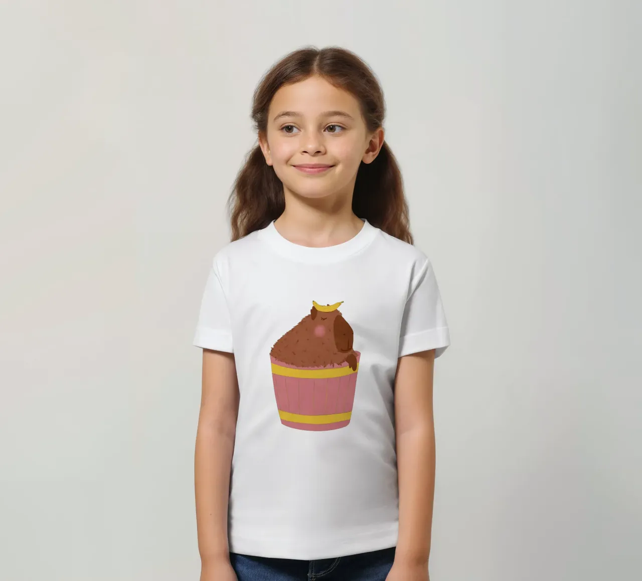Capybara with Banana kids t-shirt by Illustration Raissa Oltmanns