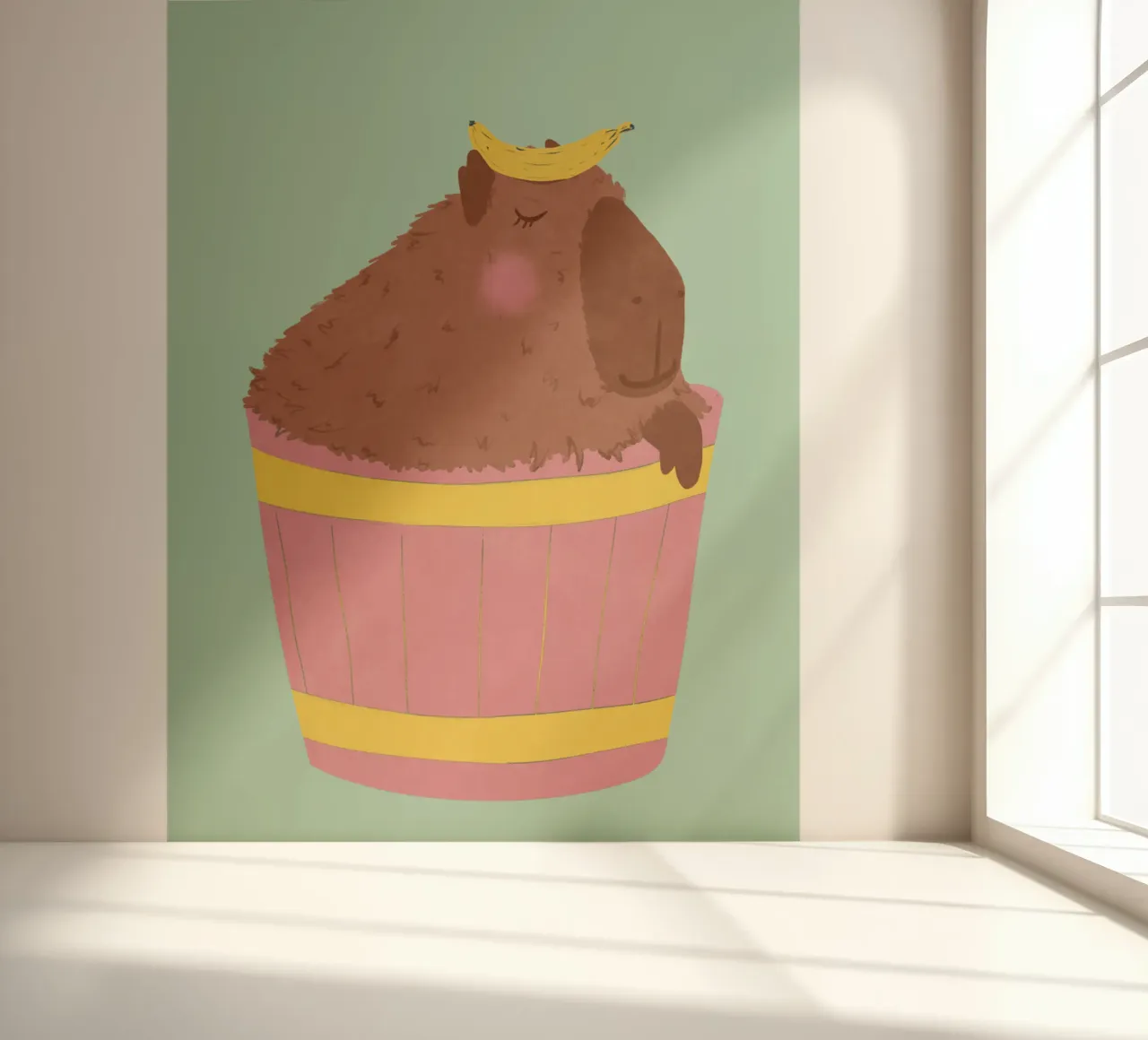 Capybara with Banana photo wallpaper by Illustration Raissa Oltmanns