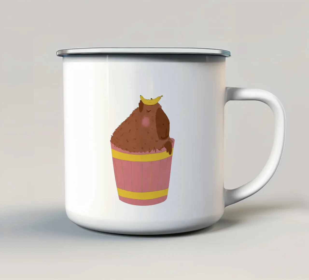 Capibara con banana tazza in smalto da Illustration Raissa Oltmanns