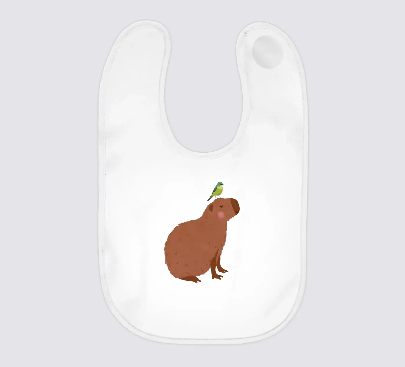 Capybara mit Vogel Babylätzchen von Illustration Raissa Oltmanns