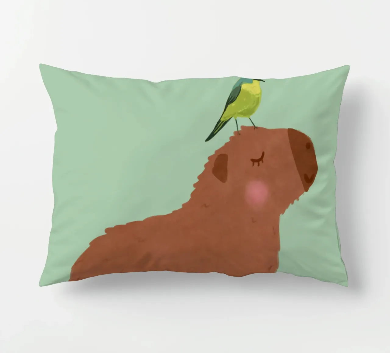Capibara con uccello cuscino da Illustration Raissa Oltmanns