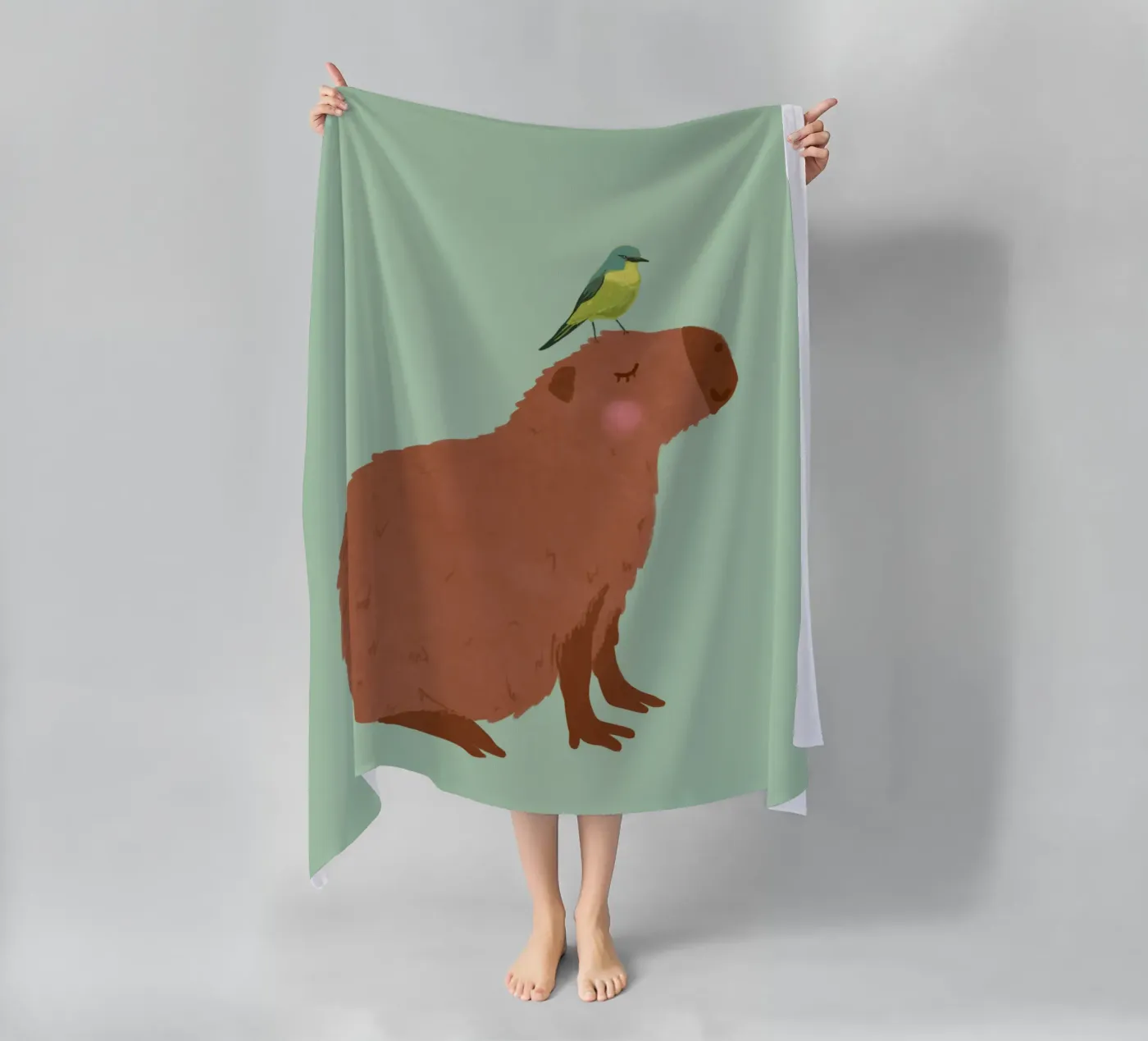 Capibara con uccello telo mare da Illustration Raissa Oltmanns