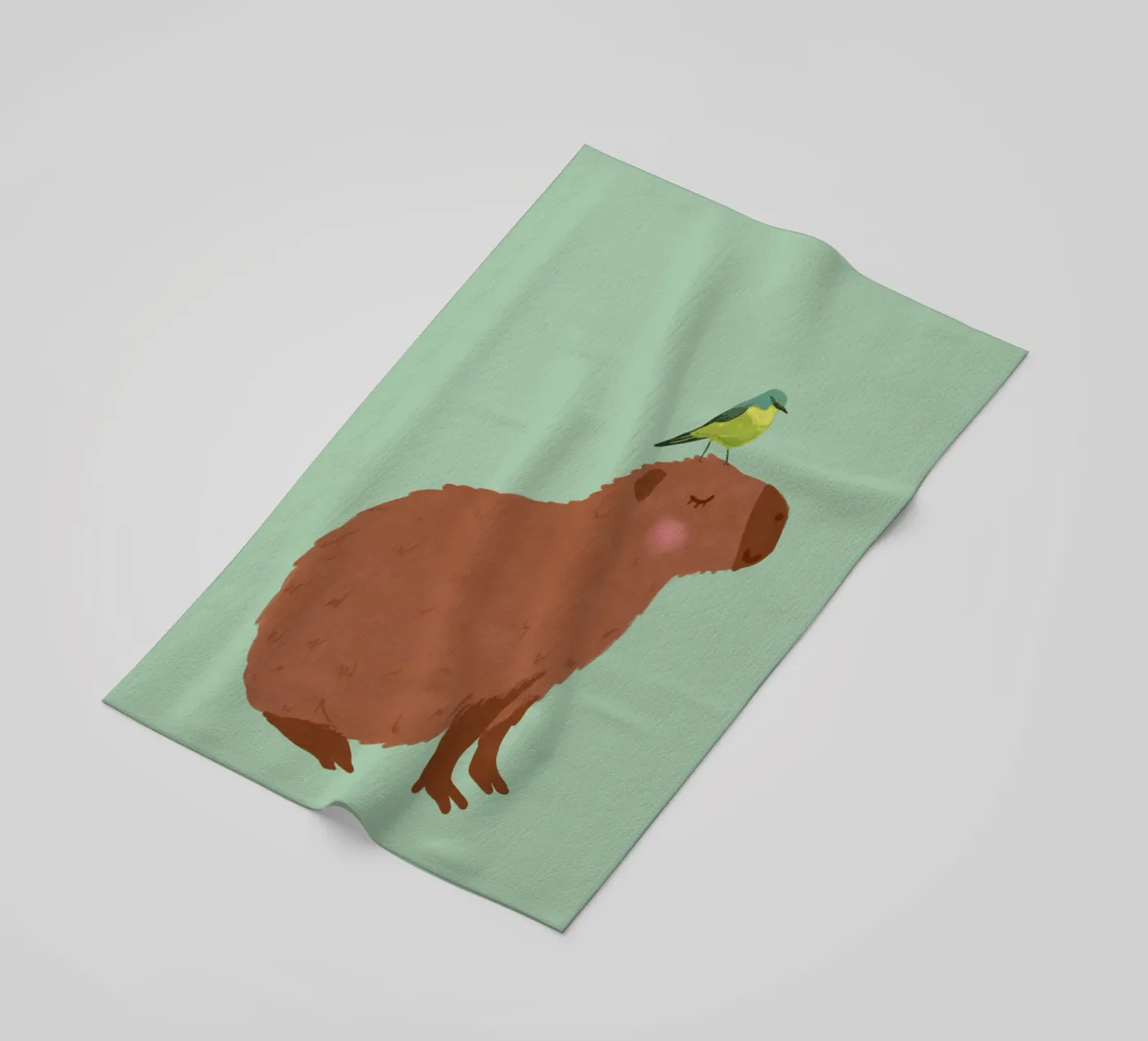 Capibara con uccello telo mare da Illustration Raissa Oltmanns