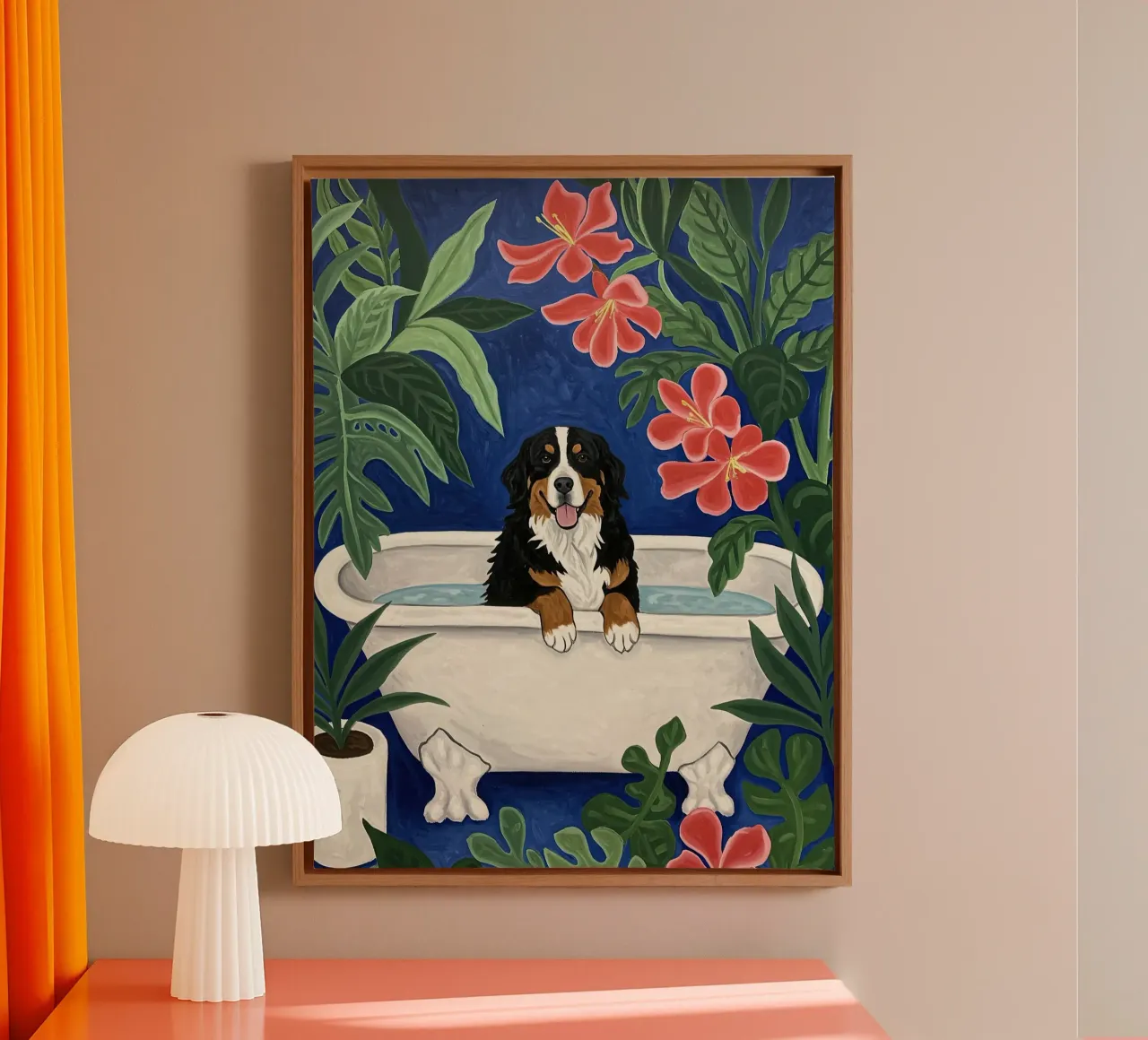 Cane da montagna bernese nella vasca da bagno tela con Cornice a cassetta da Art Center