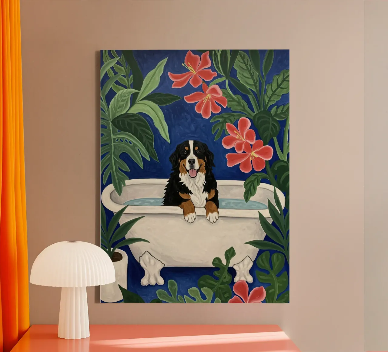 Cane da montagna bernese nella vasca da bagno tela con Cornice a cassetta da Art Center