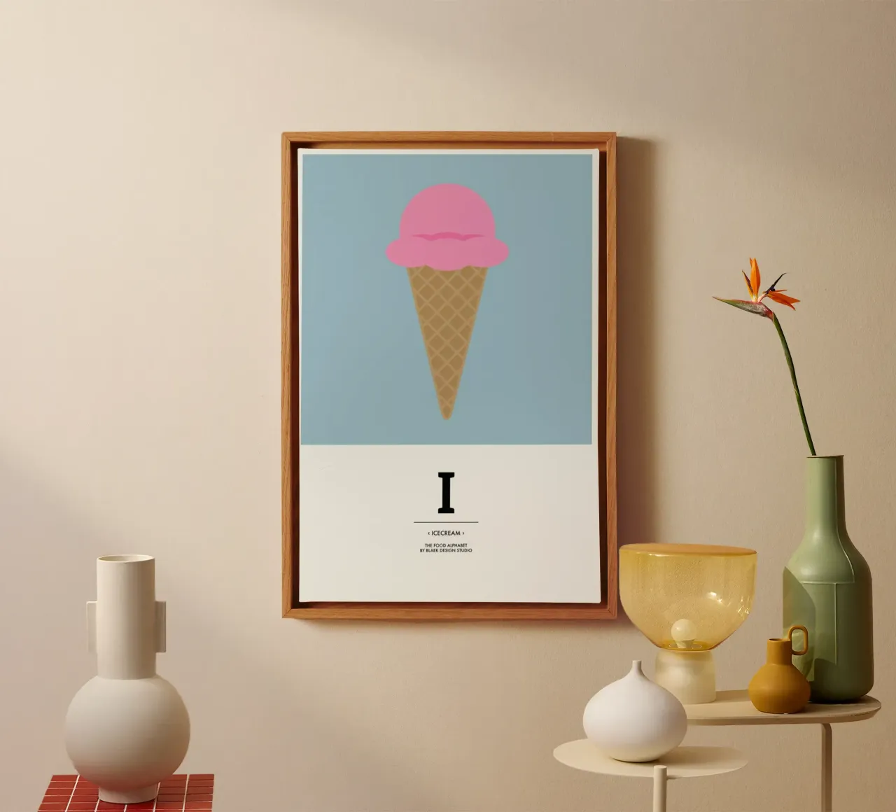 „The Food Alphabet“ - I like Ice Cream canvas by BLAEK Design Studio