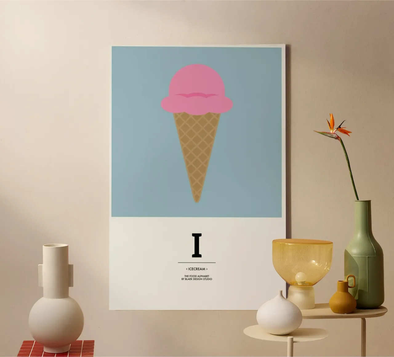 „The Food Alphabet“ - I like Ice Cream canvas by BLAEK Design Studio