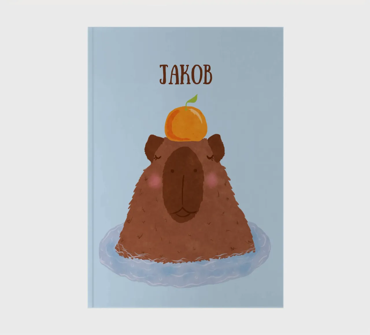 Capybara mit Orange Notizbuch von Illustration Raissa Oltmanns