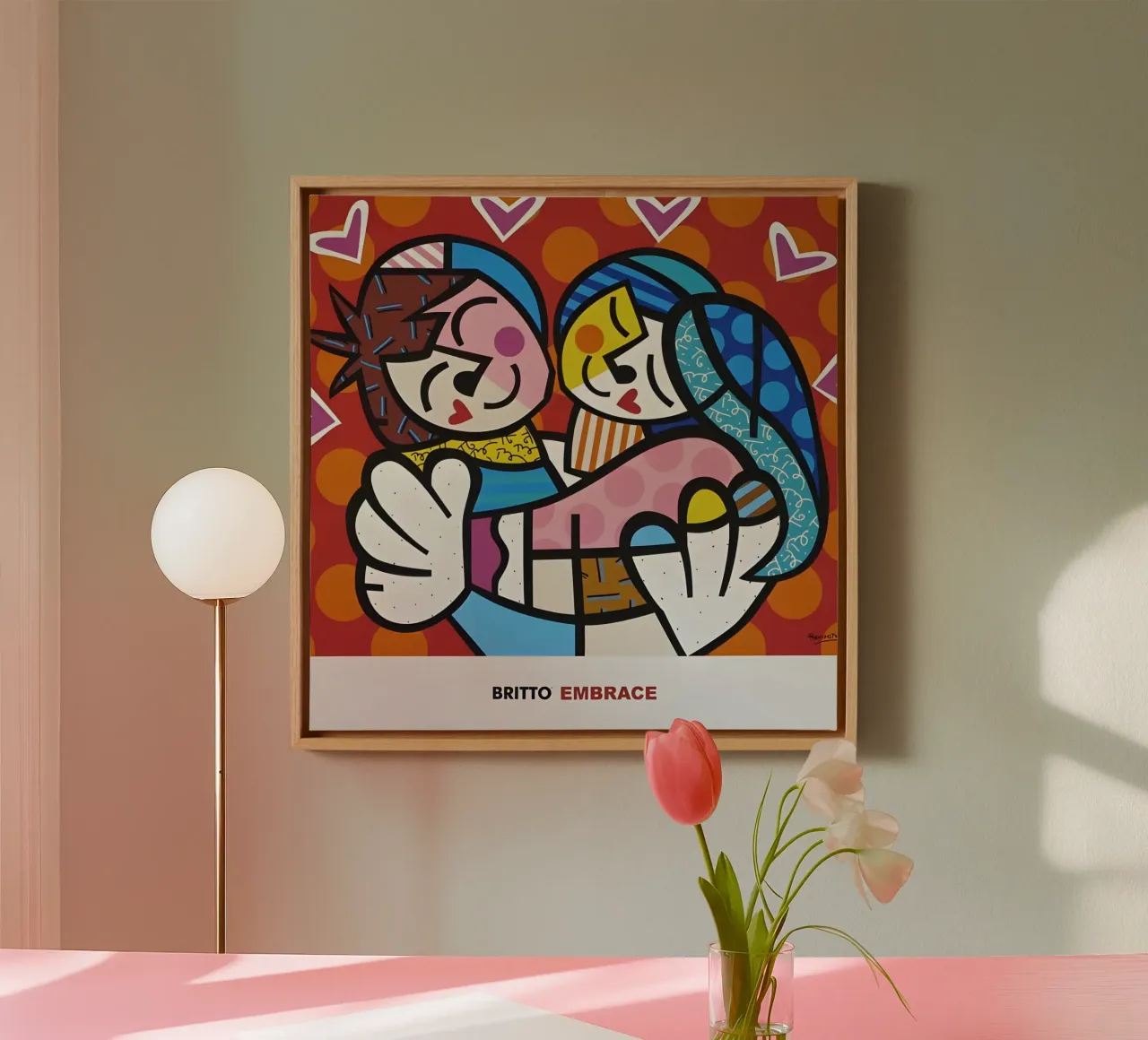 Britto omhelzing canvas met Baklijst van Perdana shop