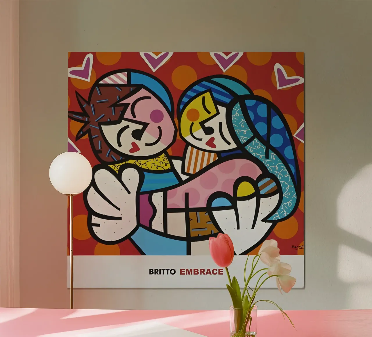 Britto Embrace poster con telaio in alluminio da Perdana shop
