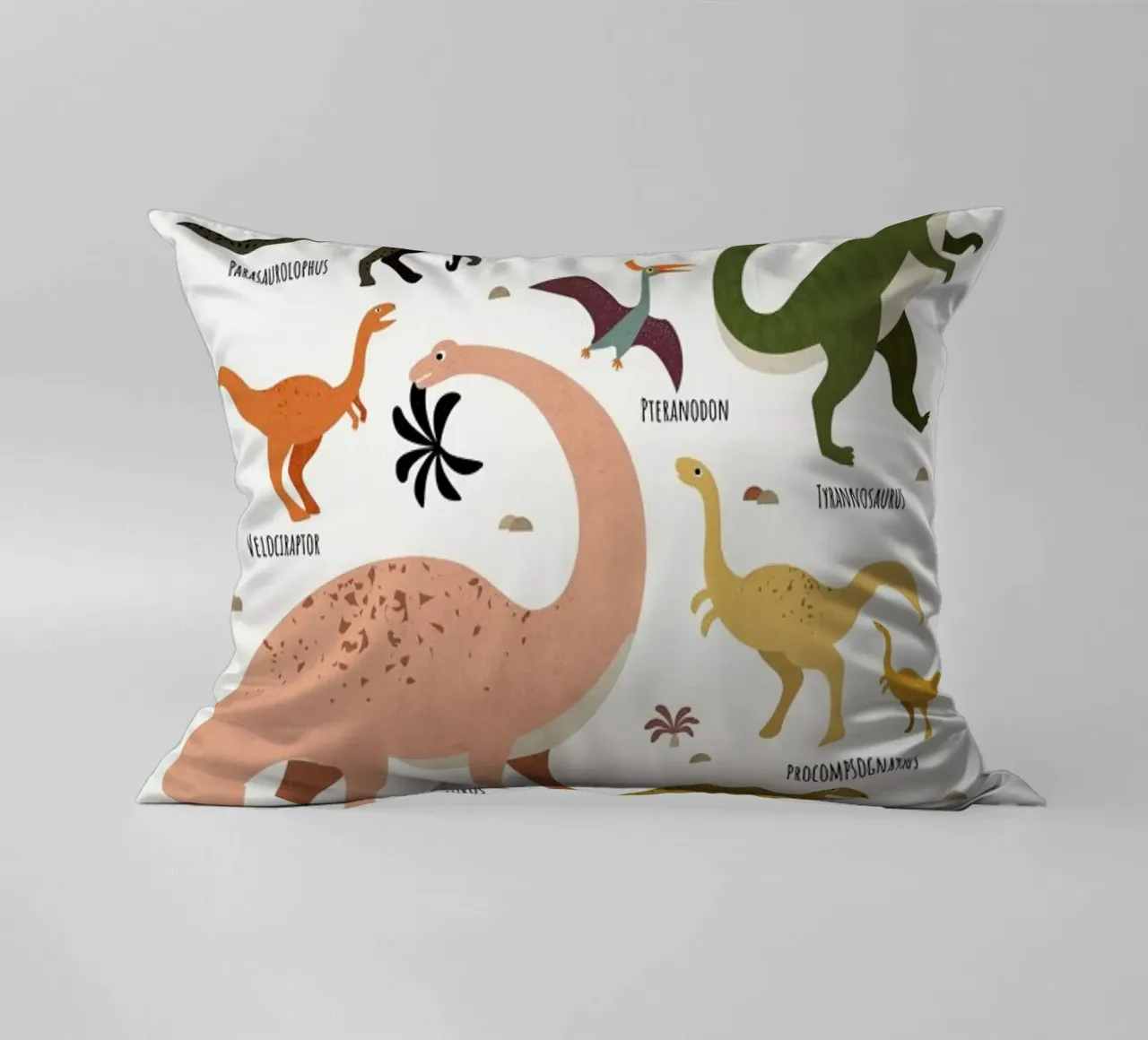 Dinosaur Friends decorative cushion by Little Flourishes