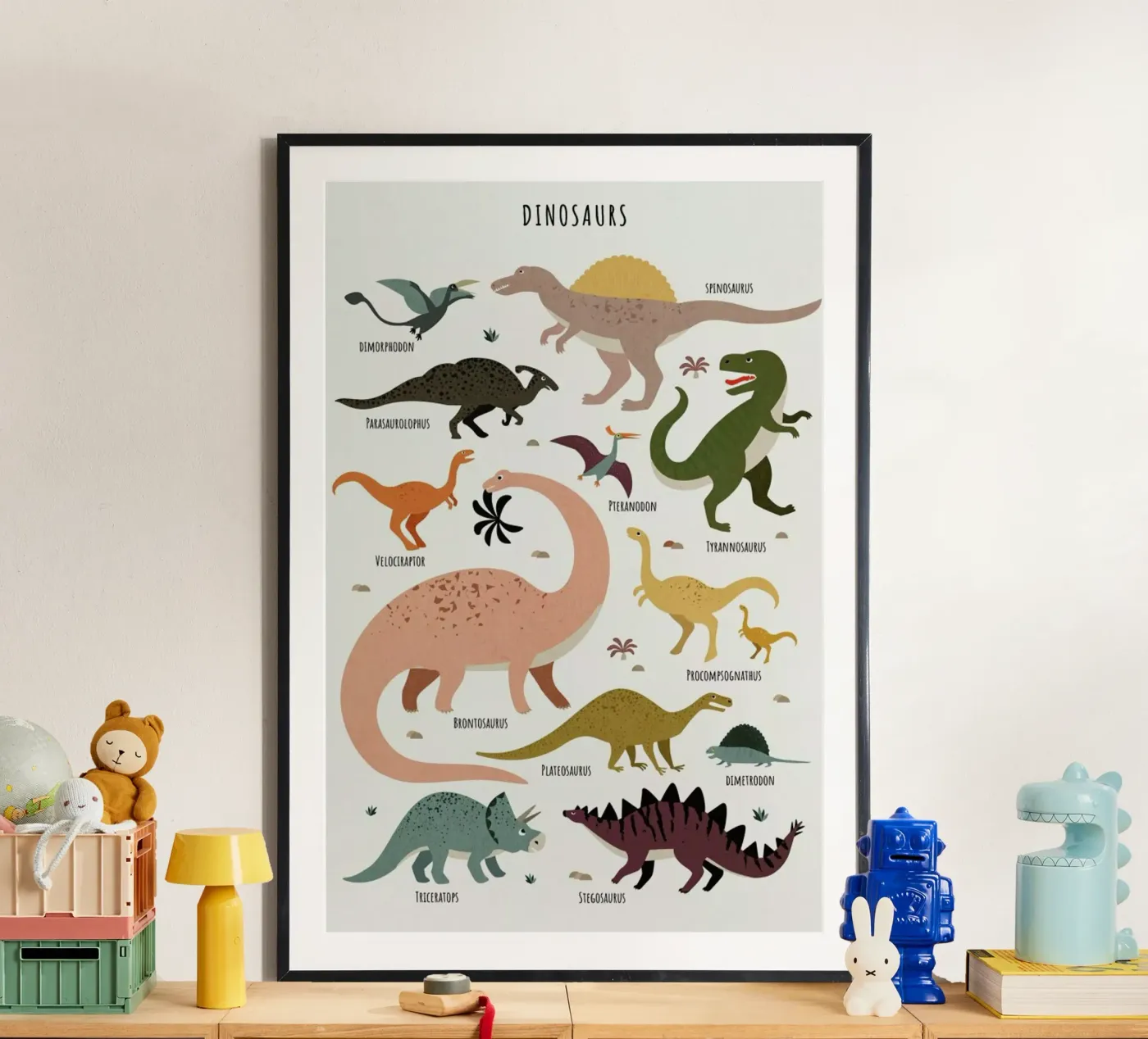 Dinosaur Friends poster by Little Flourishes