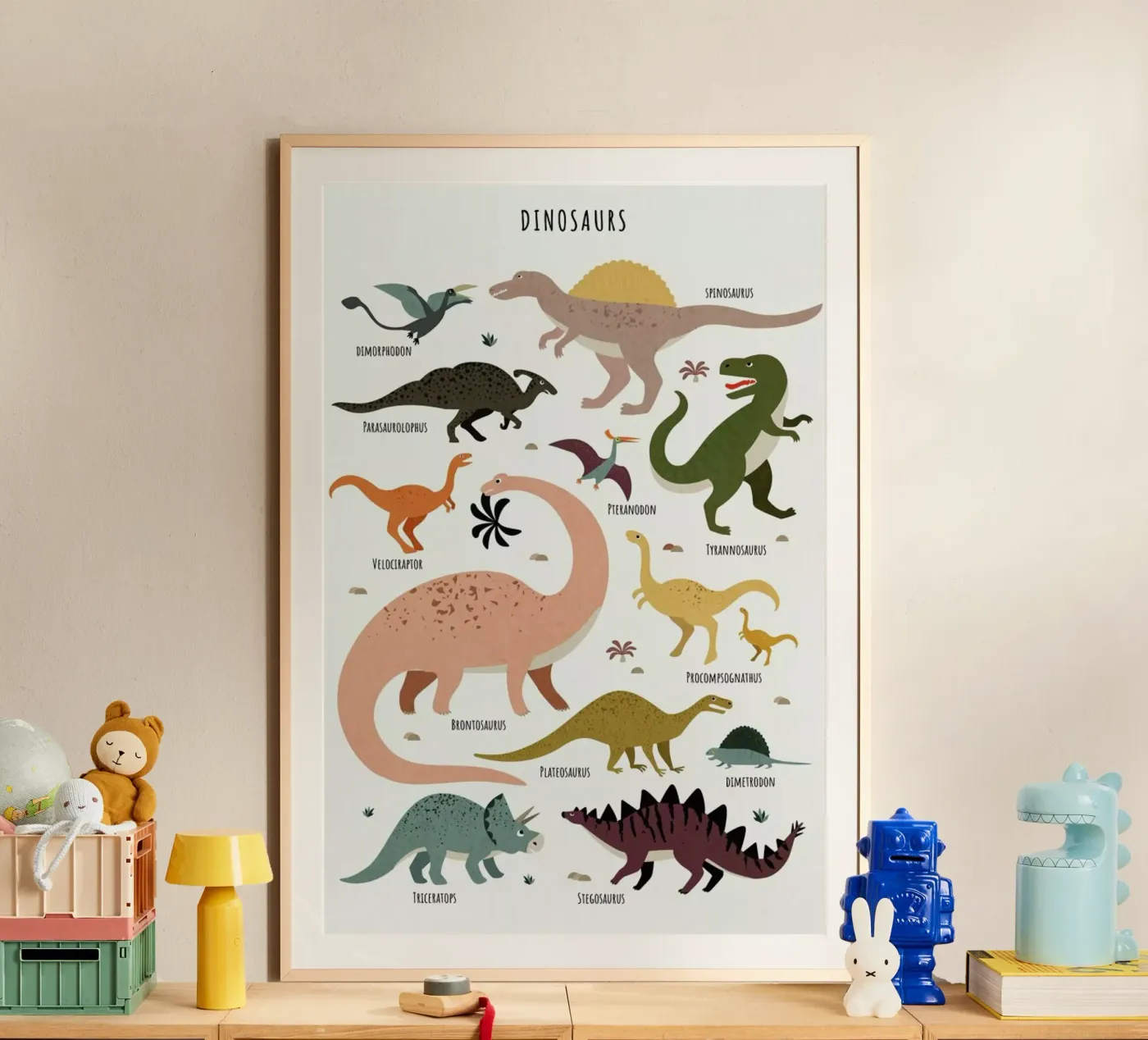 Dinosaur Friends poster by Little Flourishes