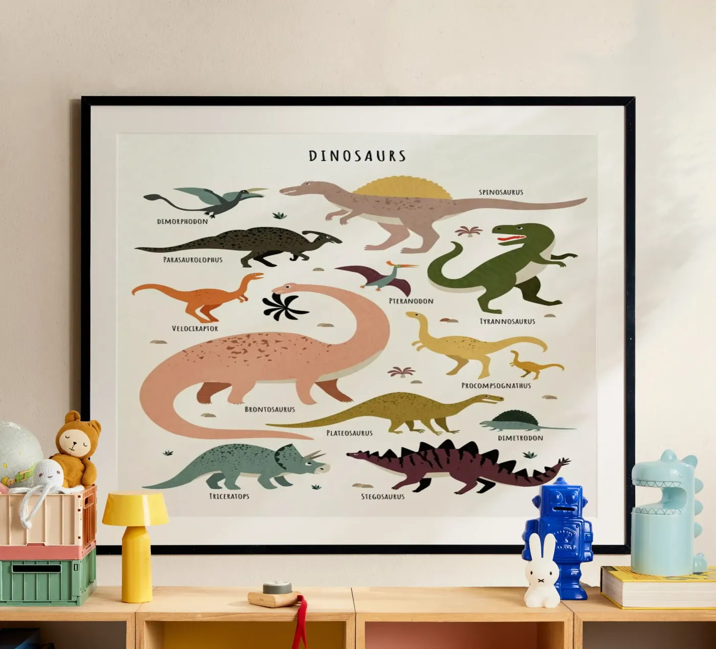 Dinosaur Friends poster by Little Flourishes