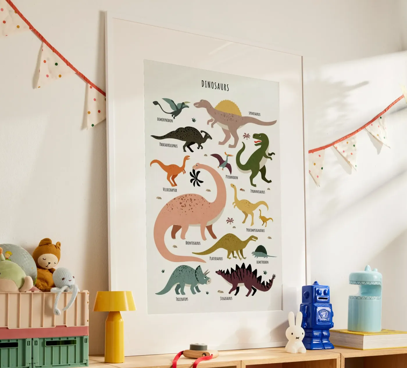 Dinosaur Friends poster by Little Flourishes