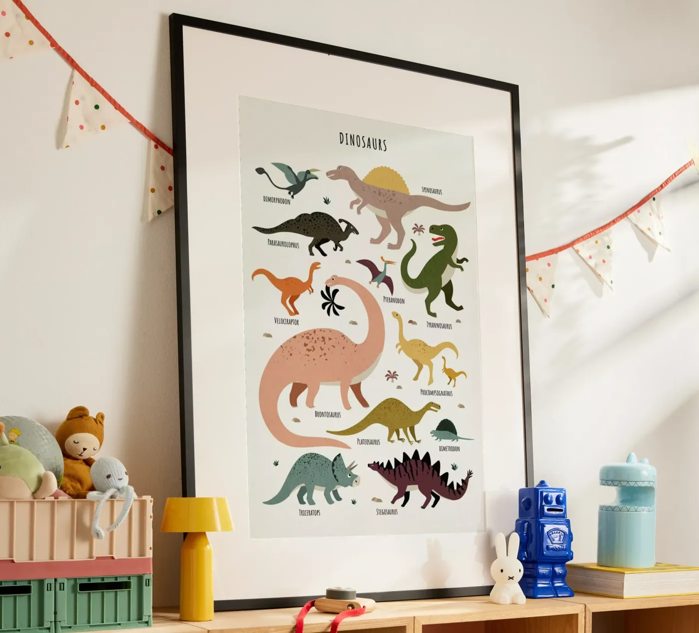 Dinosaur Friends poster by Little Flourishes