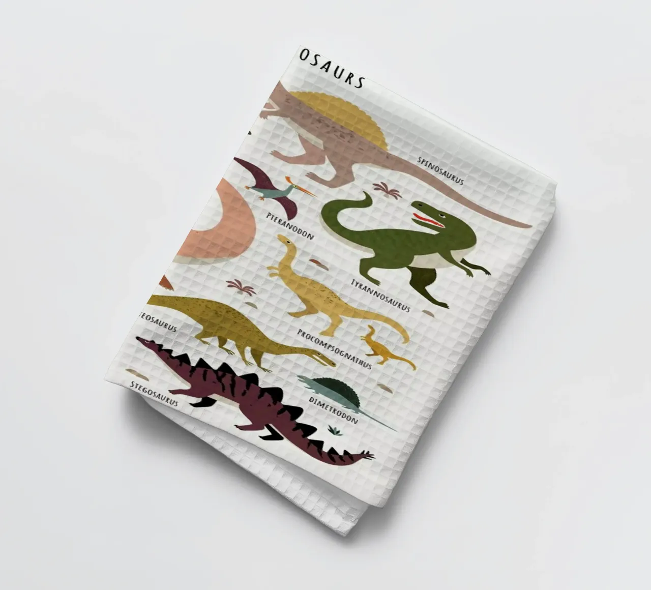 Dinosaur Friends tea towel by Little Flourishes