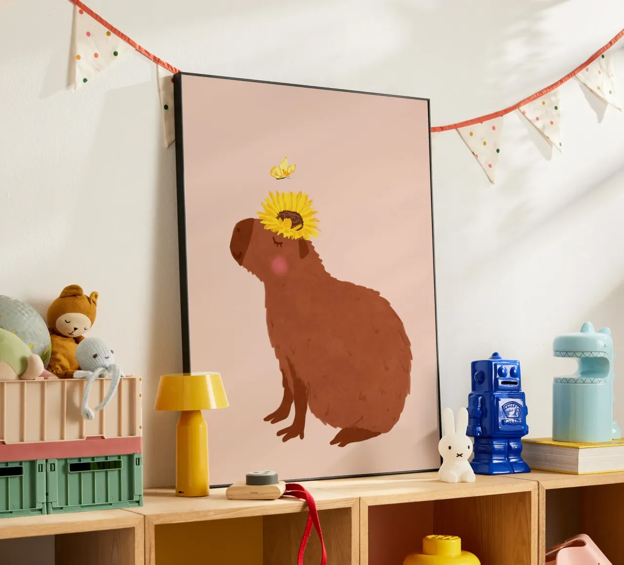 Capybara avec tournesol alu dibond de Illustration Raissa Oltmanns