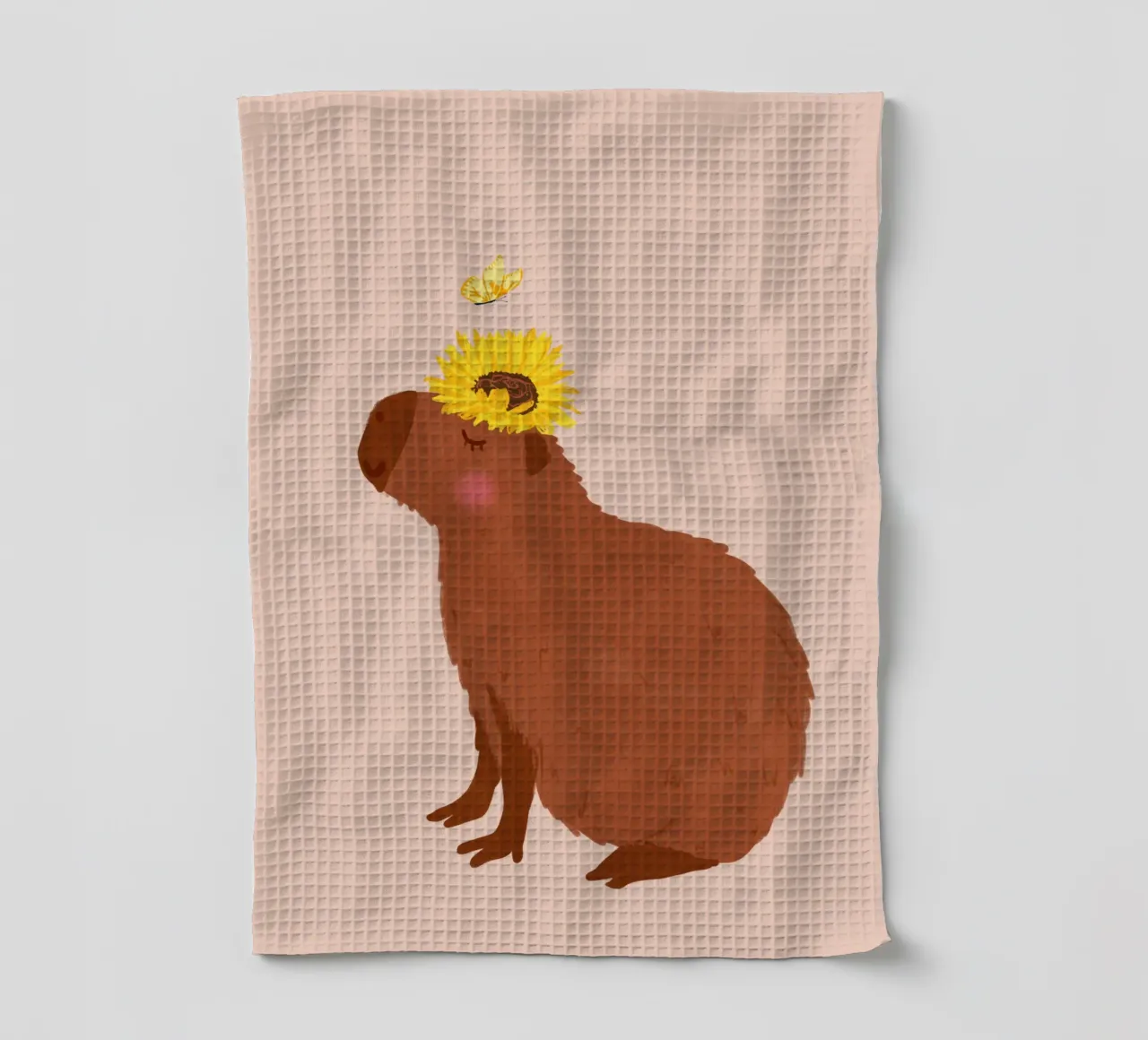 Capybara avec tournesol torchon de Illustration Raissa Oltmanns