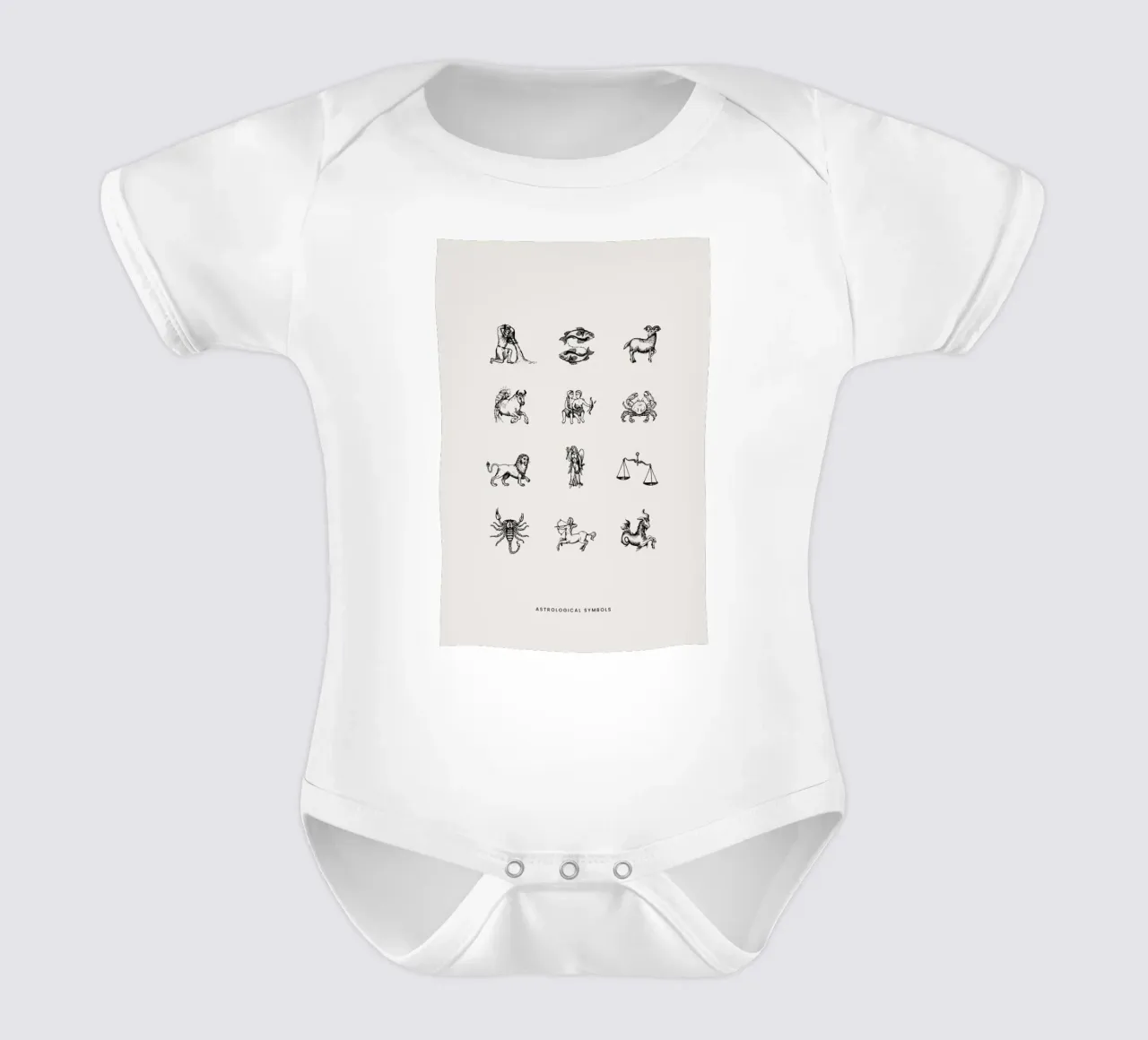 Astrological Symbols body neonato maniche corte da Flora & Fauna