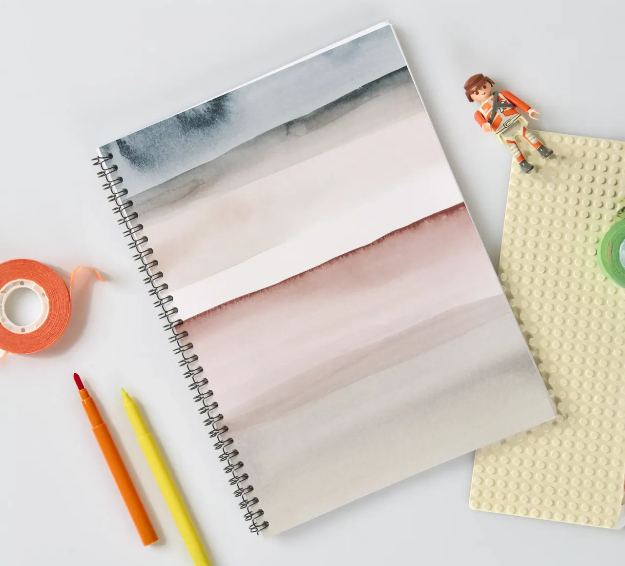 Watercolor brush strokes 3 spiral notebook by NouveauPrints