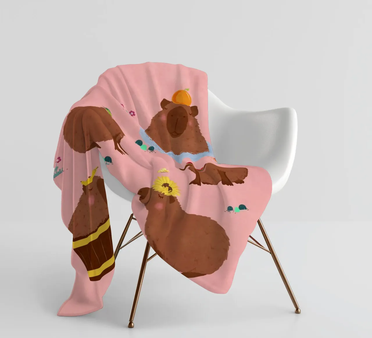 Capybara Collage fleece blanket by Illustration Raissa Oltmanns