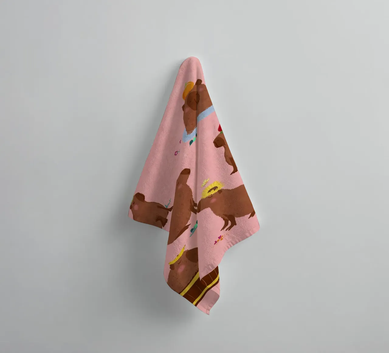 Capybara Collage towel by Illustration Raissa Oltmanns