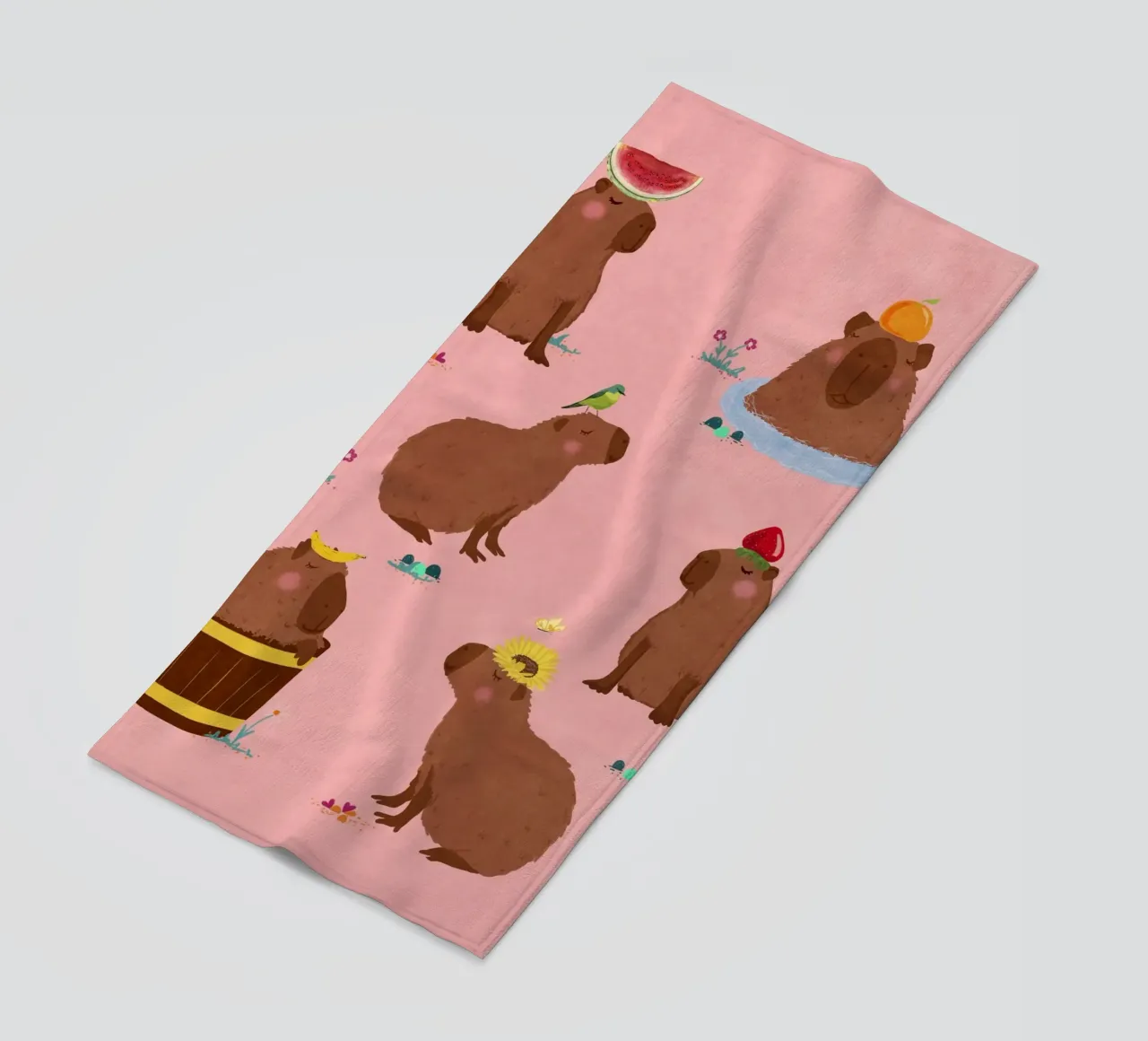 Capybara Collage beach towel by Illustration Raissa Oltmanns