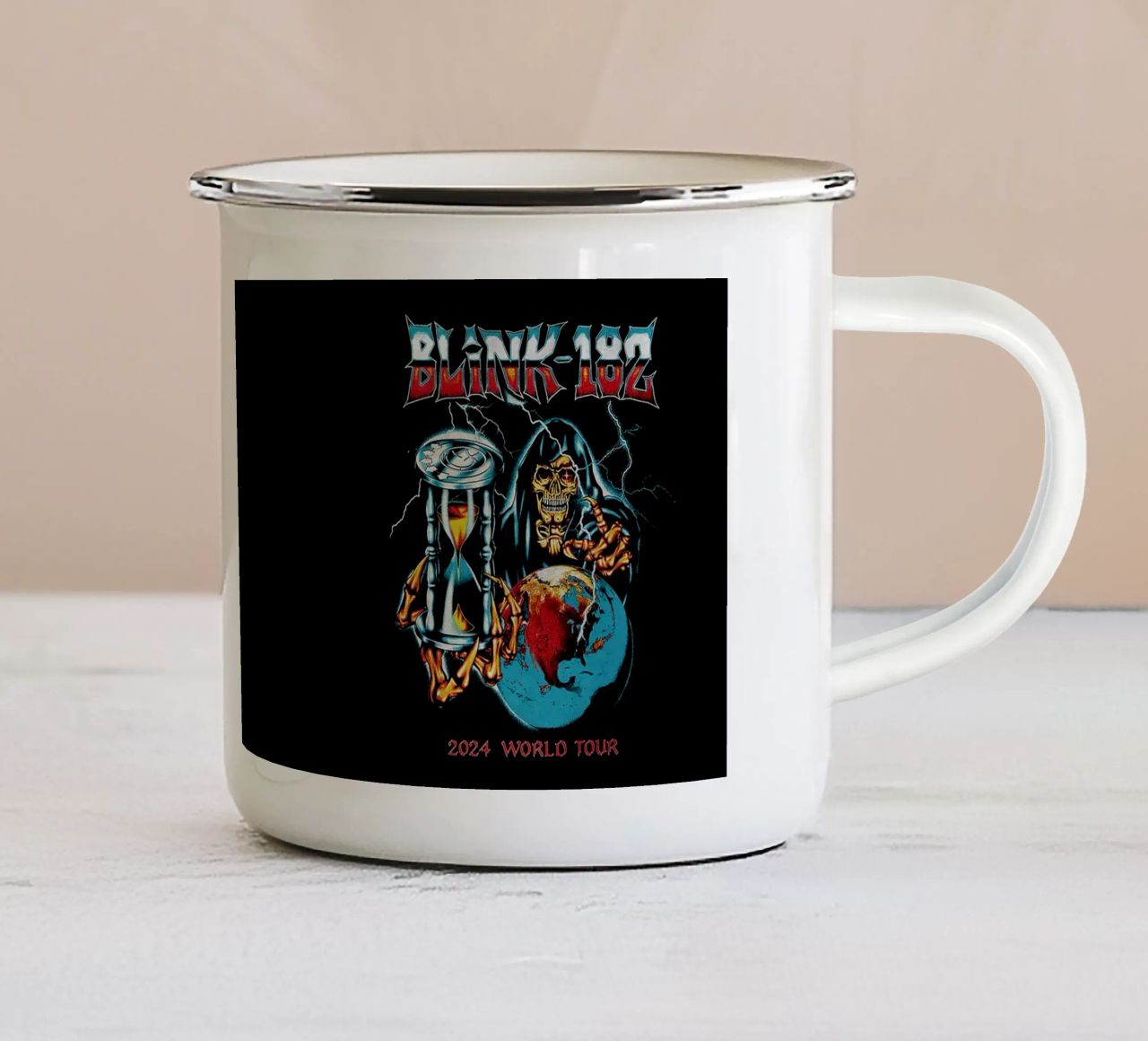 Tour mondiale dei Blink 182 Skull 2024 tazza in smalto da Curtishop