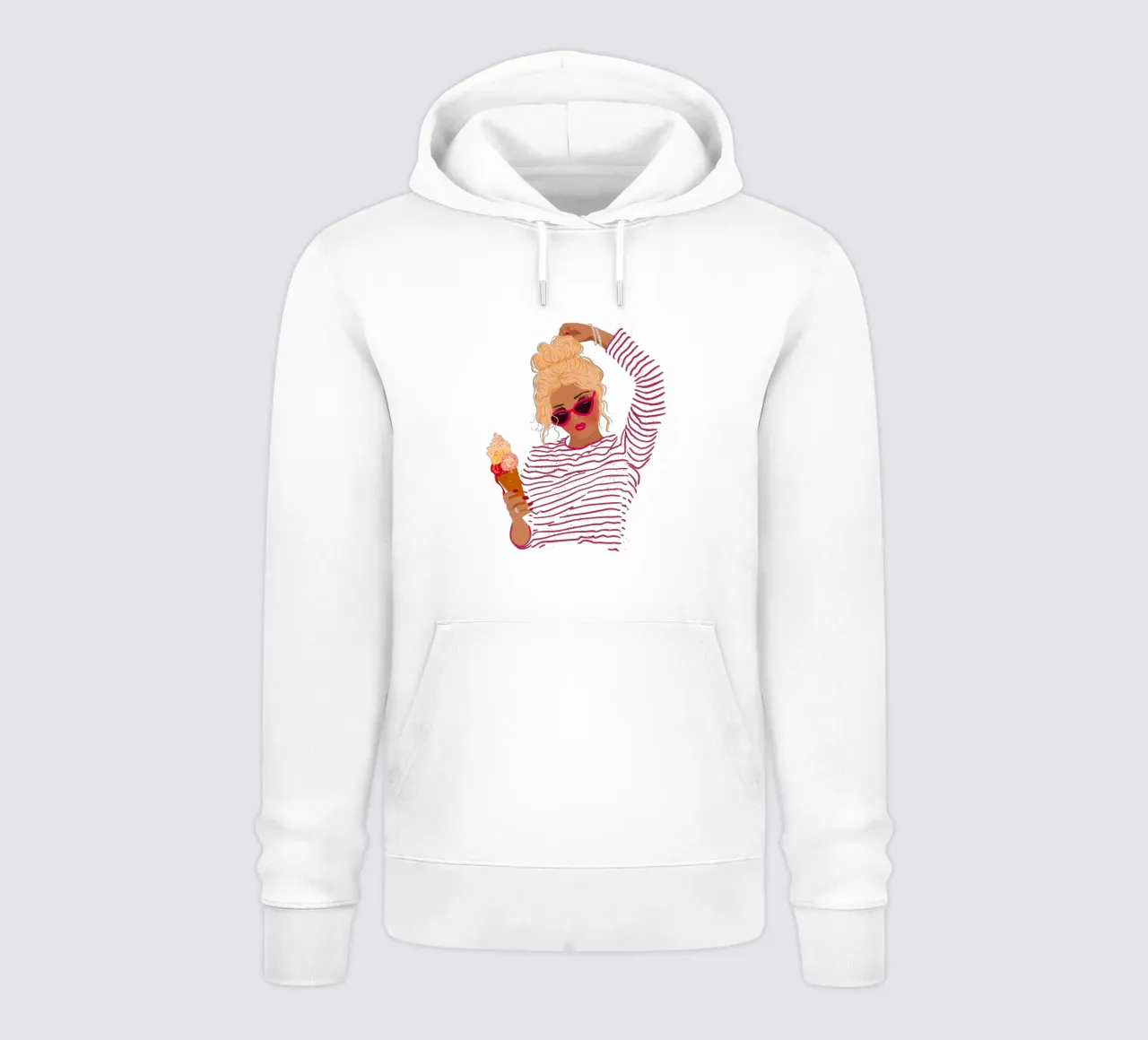 Ragazza a righe con gelato felpa con cappuccio da Illustration Raissa Oltmanns